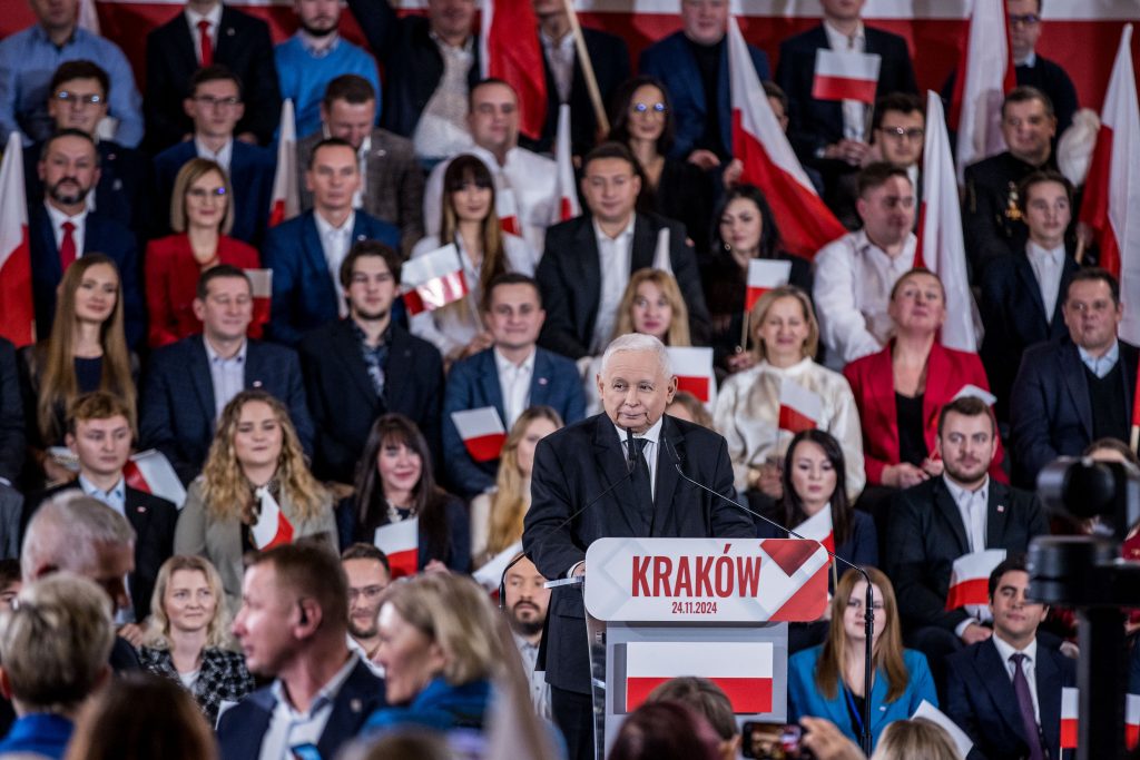 Jarosław Kaczyński podczas konwencji obywatelskiej w Krakowie