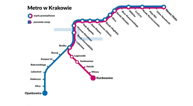 Przebieg linii metra w Krakowie