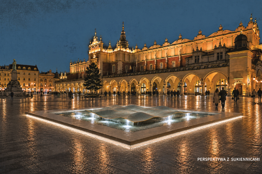 Wizualizacja nowej fontanny na Rynku Głównym (fot. Krakow.pl)