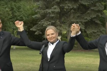 Władysław Kosiniak-Kamysz, Monika Piątkowska, Donald Tusk (fot. Polsat)