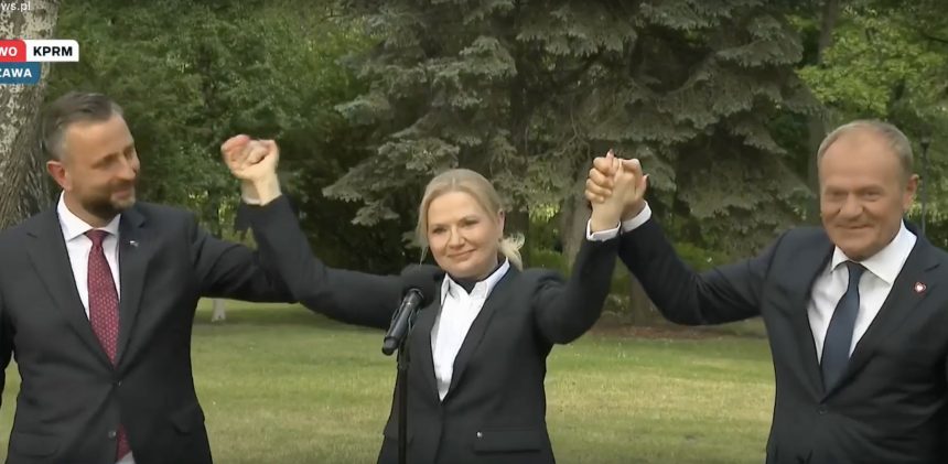 Władysław Kosiniak-Kamysz, Monika Piątkowska, Donald Tusk (fot. Polsat)